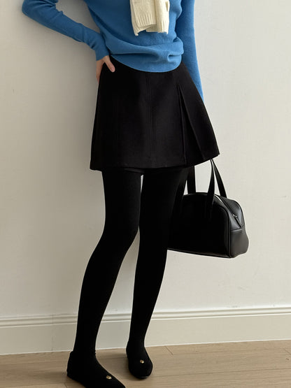 【Y82682】實拍冬季厚款毛呢高腰開叉裙褲 251106