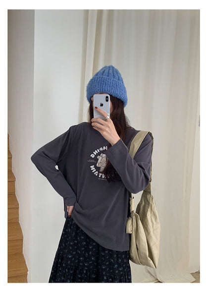 【H5486】實拍磨毛小熊印花長袖T恤251109