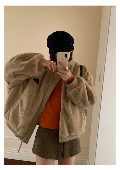 【H5526】實拍兩面穿|絨毛加厚棉服風衣外套251125