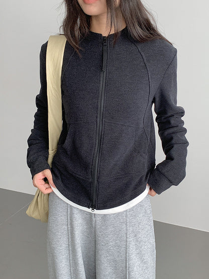 【LD3293】實拍立領雙頭拉鍊衞衣外套251103