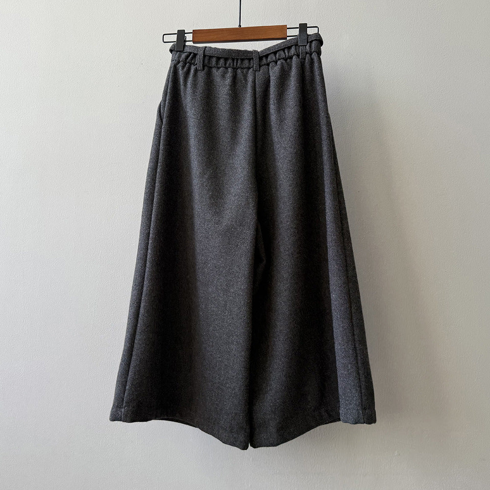 【Y82677】 實拍復古系帶加厚七分闊腿褲251023