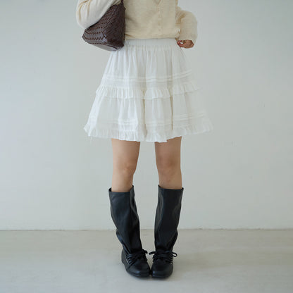 【LD9228】實拍夏日初戀純慾感🤍質感提花高腰顯瘦白色蛋糕短裙260317