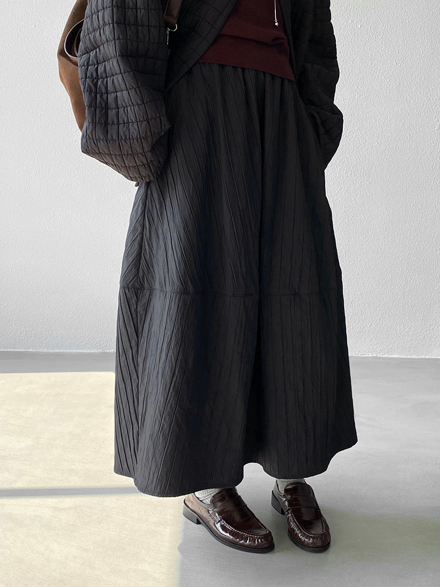 【cim1708】實拍秋冬法式寂靜高腰加厚微花苞A字裙251030