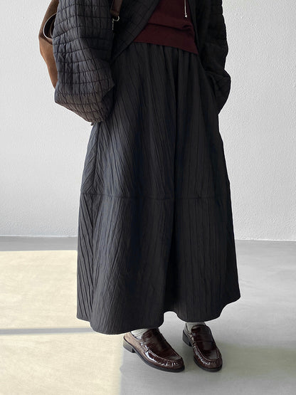 【cim1708】實拍秋冬法式寂靜高腰加厚微花苞A字裙251030