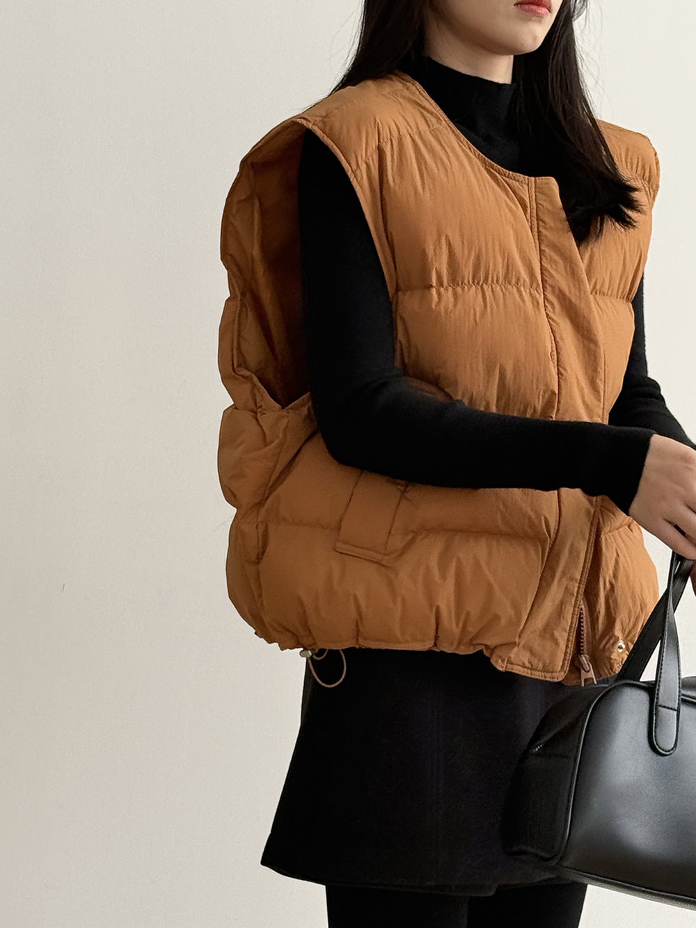 【Y82635】實拍秋冬簡約圓領棉背心251106