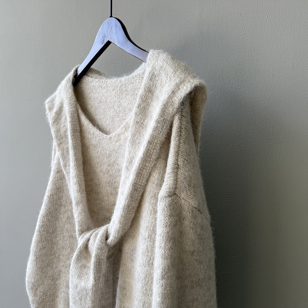 【Y25805】 實拍溫柔軟糯V領毛衣+針織披肩(含羊毛3％）251023