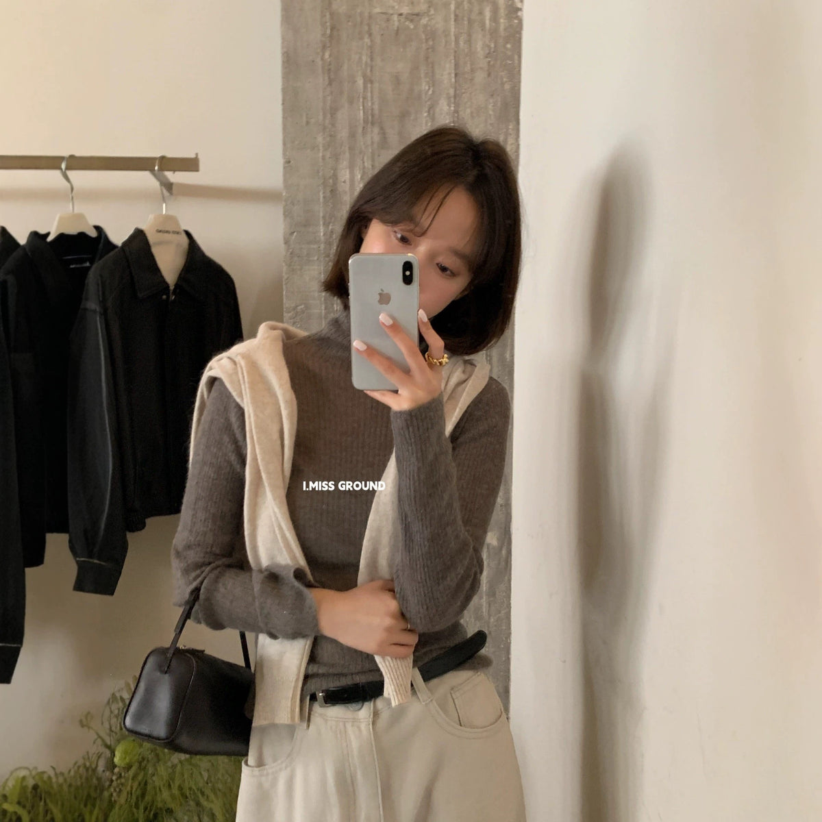 【LS01535】實拍IMISS簡約日常・高領長袖針織衫261006