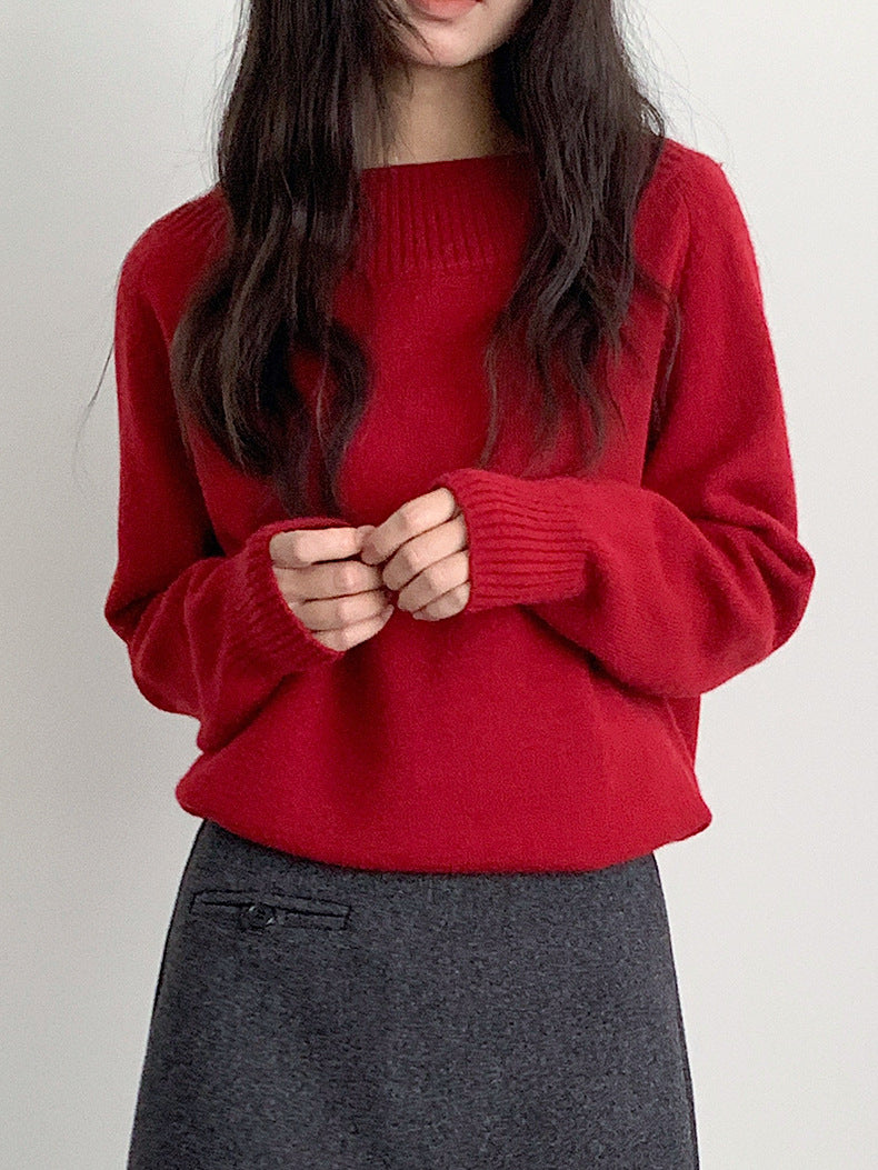 【LD11062】實拍慵懶高級感北極融針織毛衣（可拉一字肩）251209