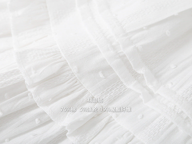 【LD9228】實拍夏日初戀純慾感🤍質感提花高腰顯瘦白色蛋糕短裙260317