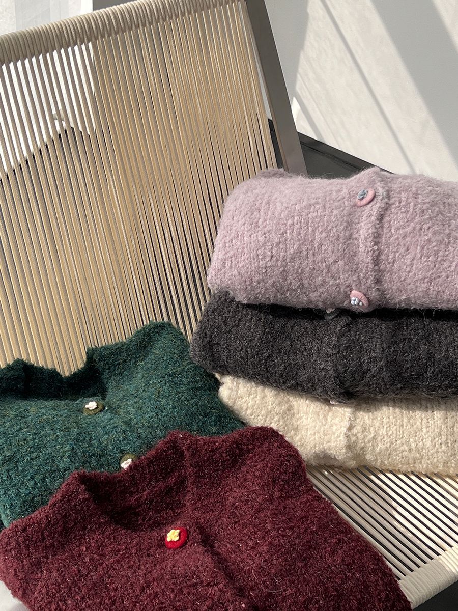 【cimz1391】實拍毛茸茸可愛羊毛針織毛衣開衫（羊毛14%)251201