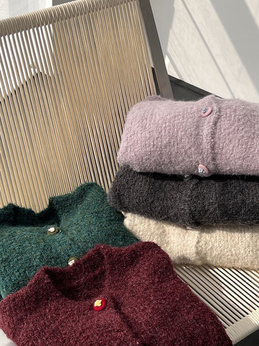 【cimz1391】實拍毛茸茸可愛羊毛針織毛衣開衫（羊毛14%)251201