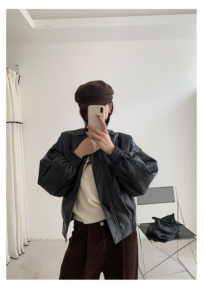 【H5480】實拍復古男友款PU皮外套251109