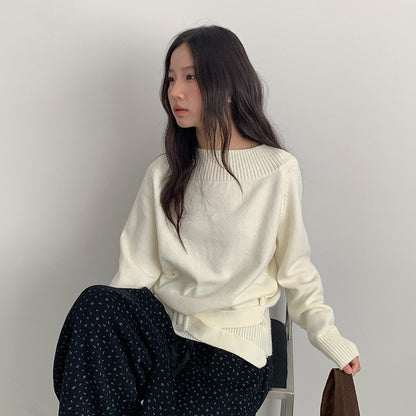 【LD11062】實拍慵懶高級感北極融針織毛衣（可拉一字肩）251209