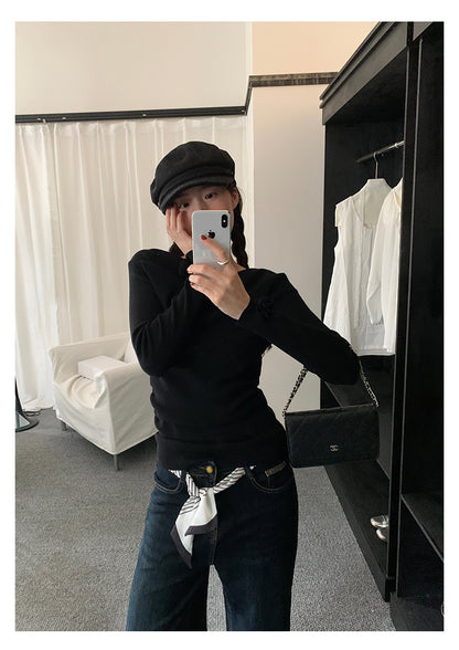 【H5487】實拍秋冬褶皺露肩針織衫251109