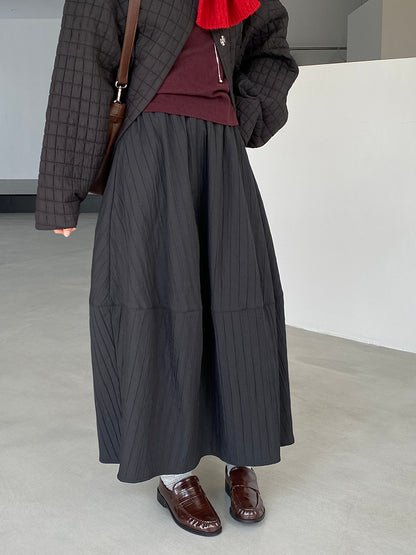 【cim1708】實拍秋冬法式寂靜高腰加厚微花苞A字裙251030