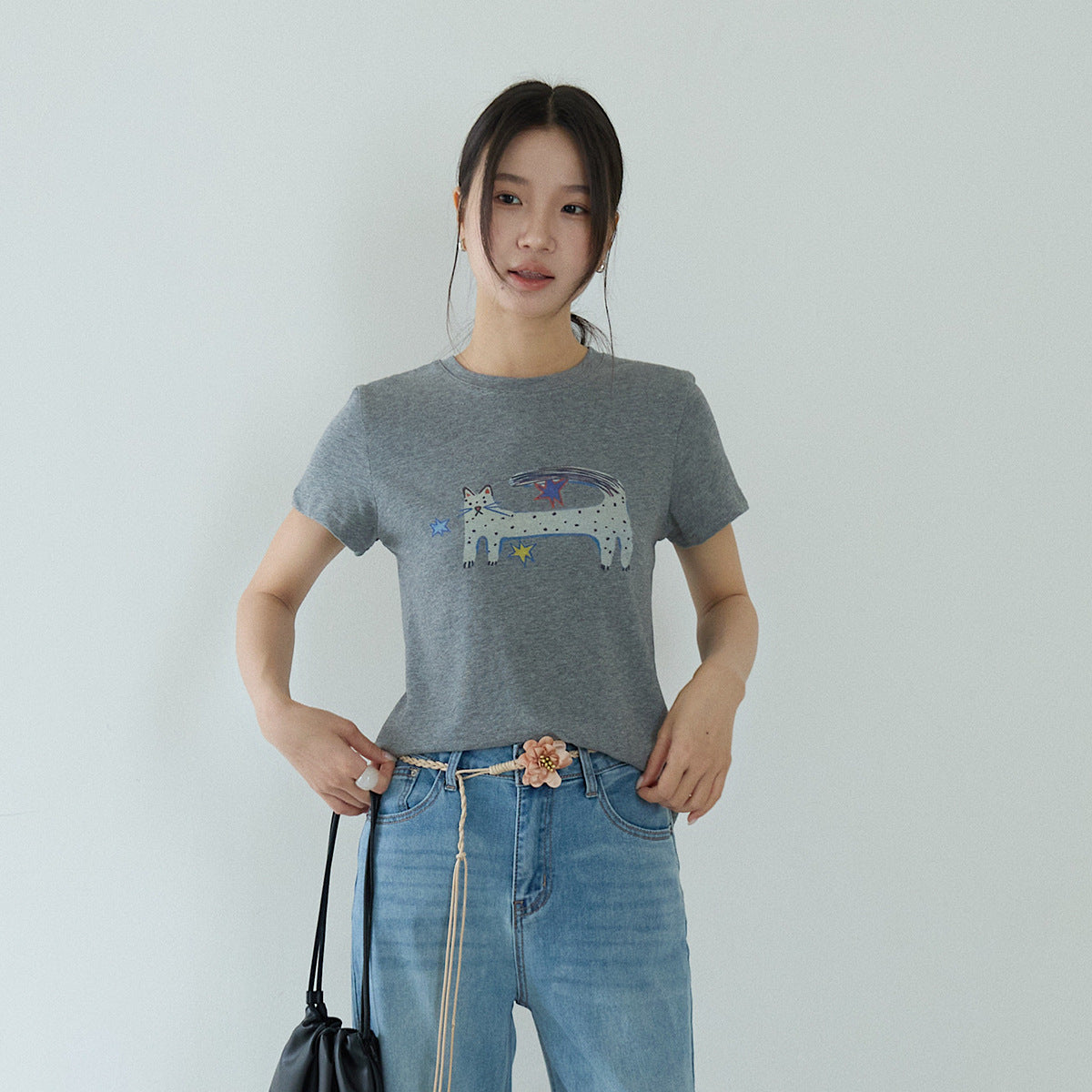 【LD11247】可愛貓奴必備🐱貓咪印花圓領短袖T恤260427