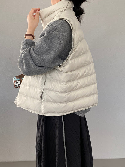 【cimz6377】實拍立領排骨雙頭拉鏈羽絨背心(90白鴨絨)251120