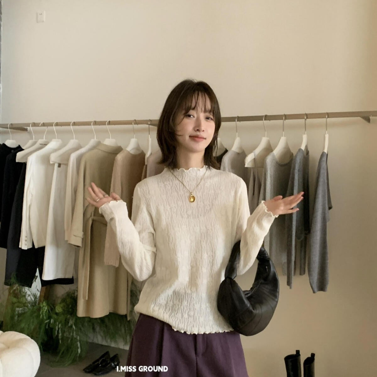 【LH900537】實拍IMISS韓系絕美氣質花邊領蕾絲打底衣251215