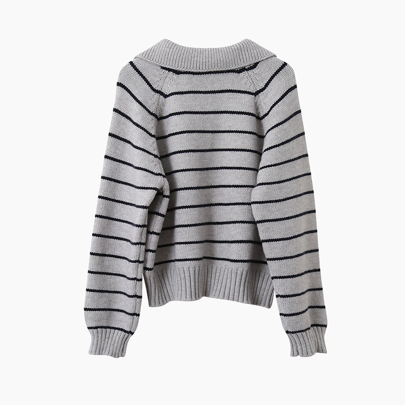 【LD11063】實拍復古條紋加厚棉羊絨針織毛衣251209