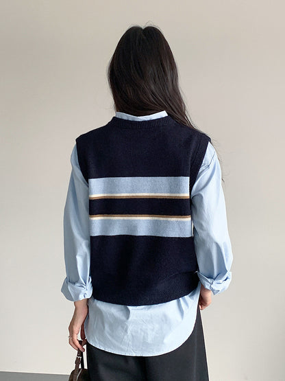 【LD11014】實拍學院感條紋圓領針織毛衣251110