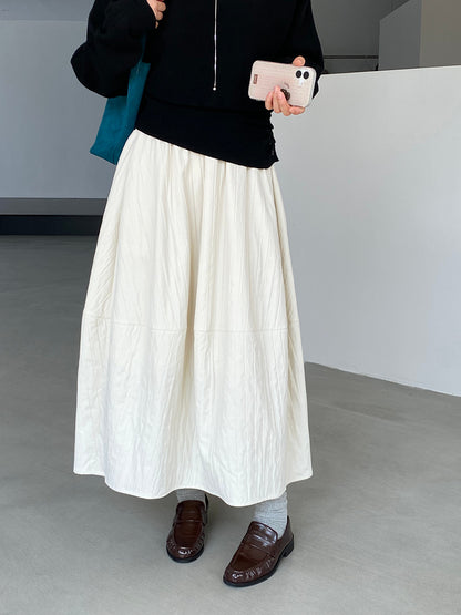 【cim1708】實拍秋冬法式寂靜高腰加厚微花苞A字裙251030