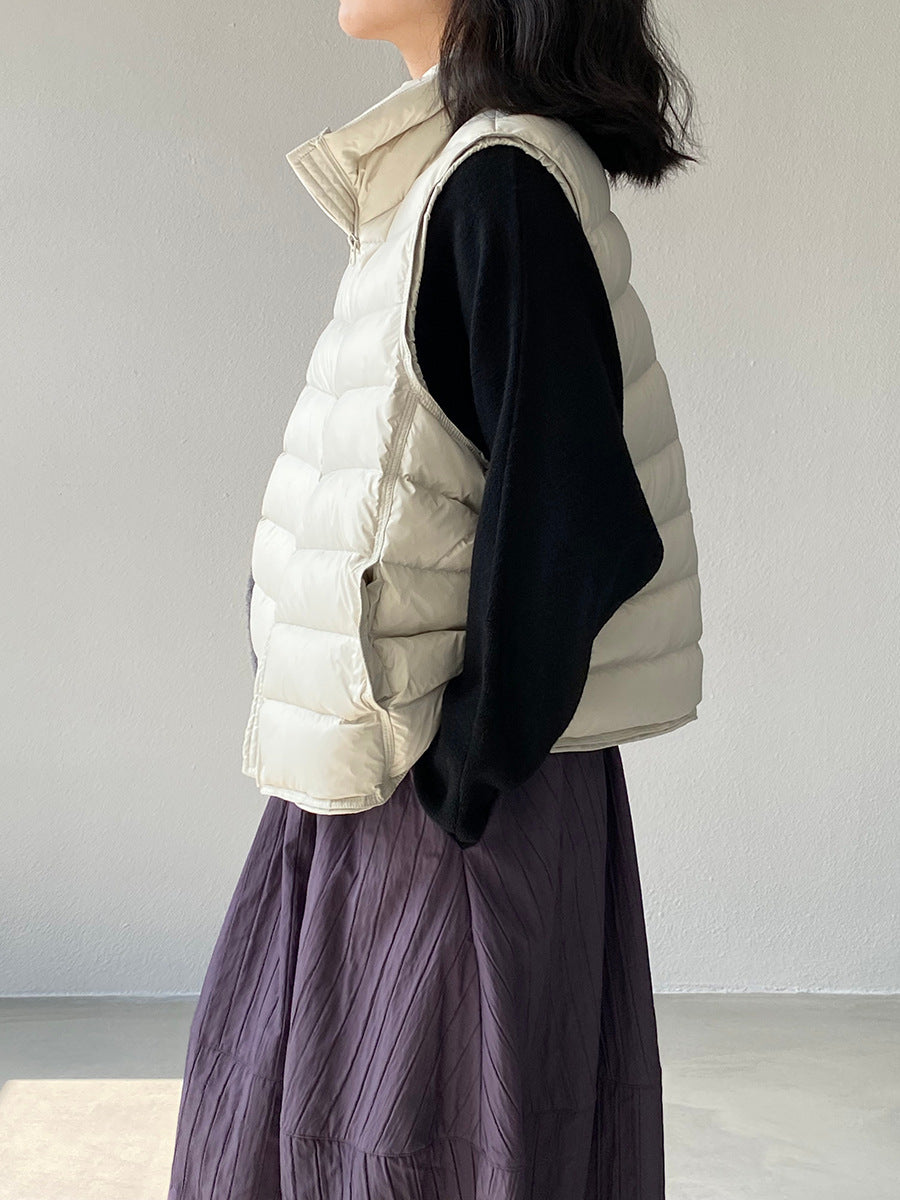 【cimz6377】實拍立領排骨雙頭拉鏈羽絨背心(90白鴨絨)251120