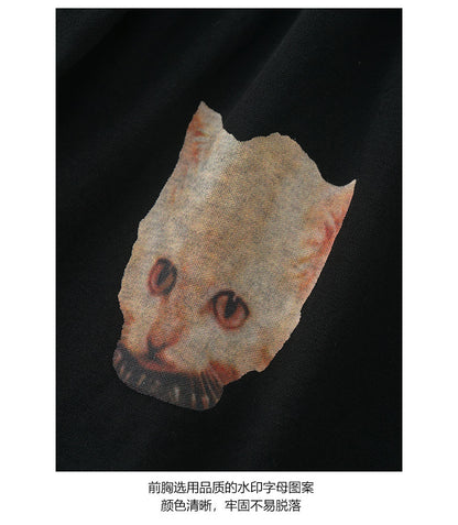 【H5346】實拍韓版可愛貓貓棉質舒適上衣250701