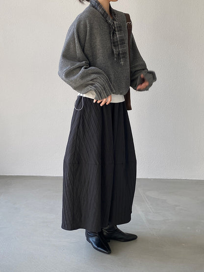 【cim1708】實拍秋冬法式寂靜高腰加厚微花苞A字裙251030