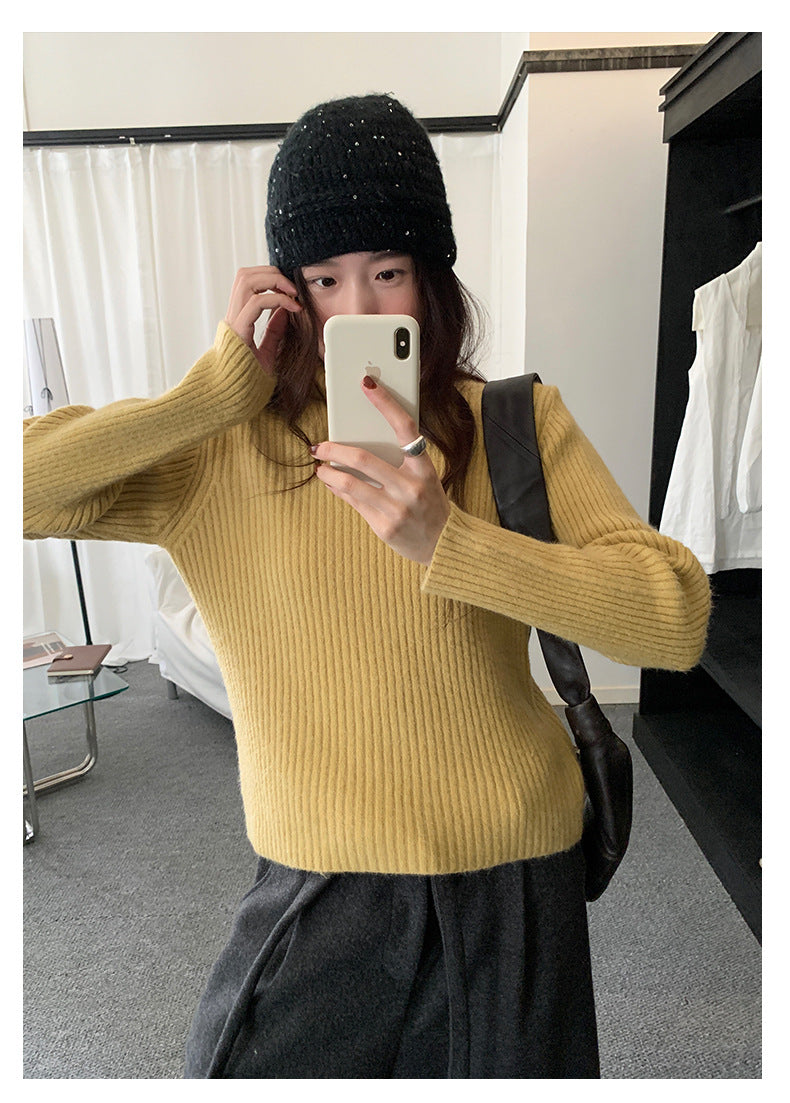 【H5484】實拍秋冬加厚慵懶高領針織毛衣251109