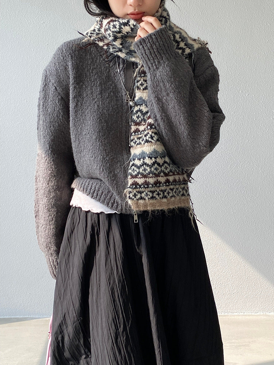 【cimz1386】實拍雙頭拉鍊羊毛保暖針織外套（羊毛34%)251201