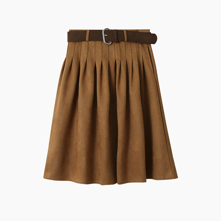 【LD11016】實拍冬季復古麂皮絨A字裙251110