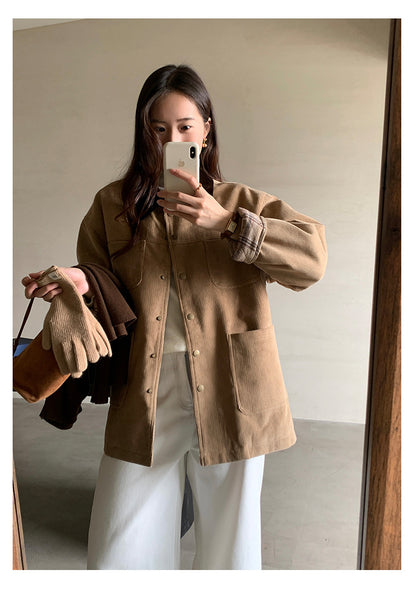 【H5500】實拍 復古燈芯絨加厚夾棉大衣外套251118