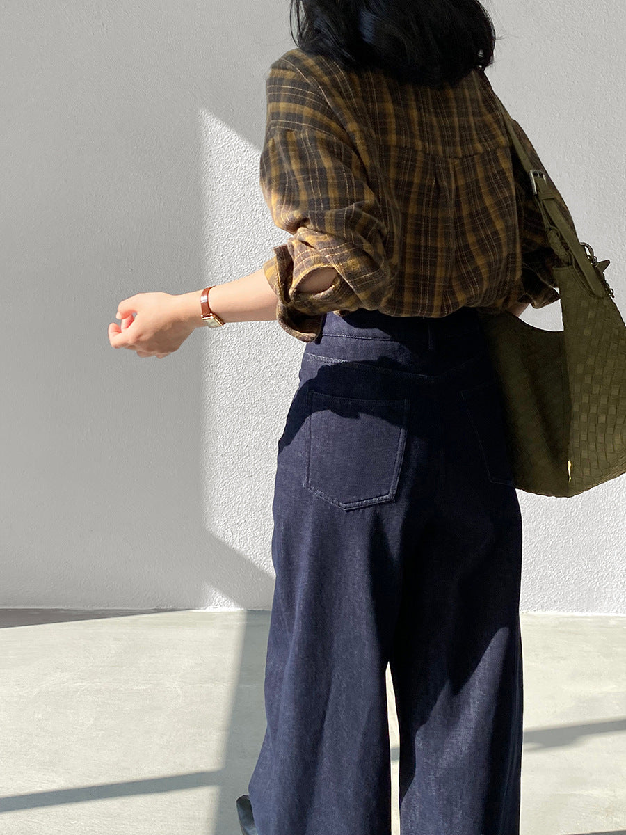 【cimz1753】實拍磨毛加厚復古格紋襯衫 251120