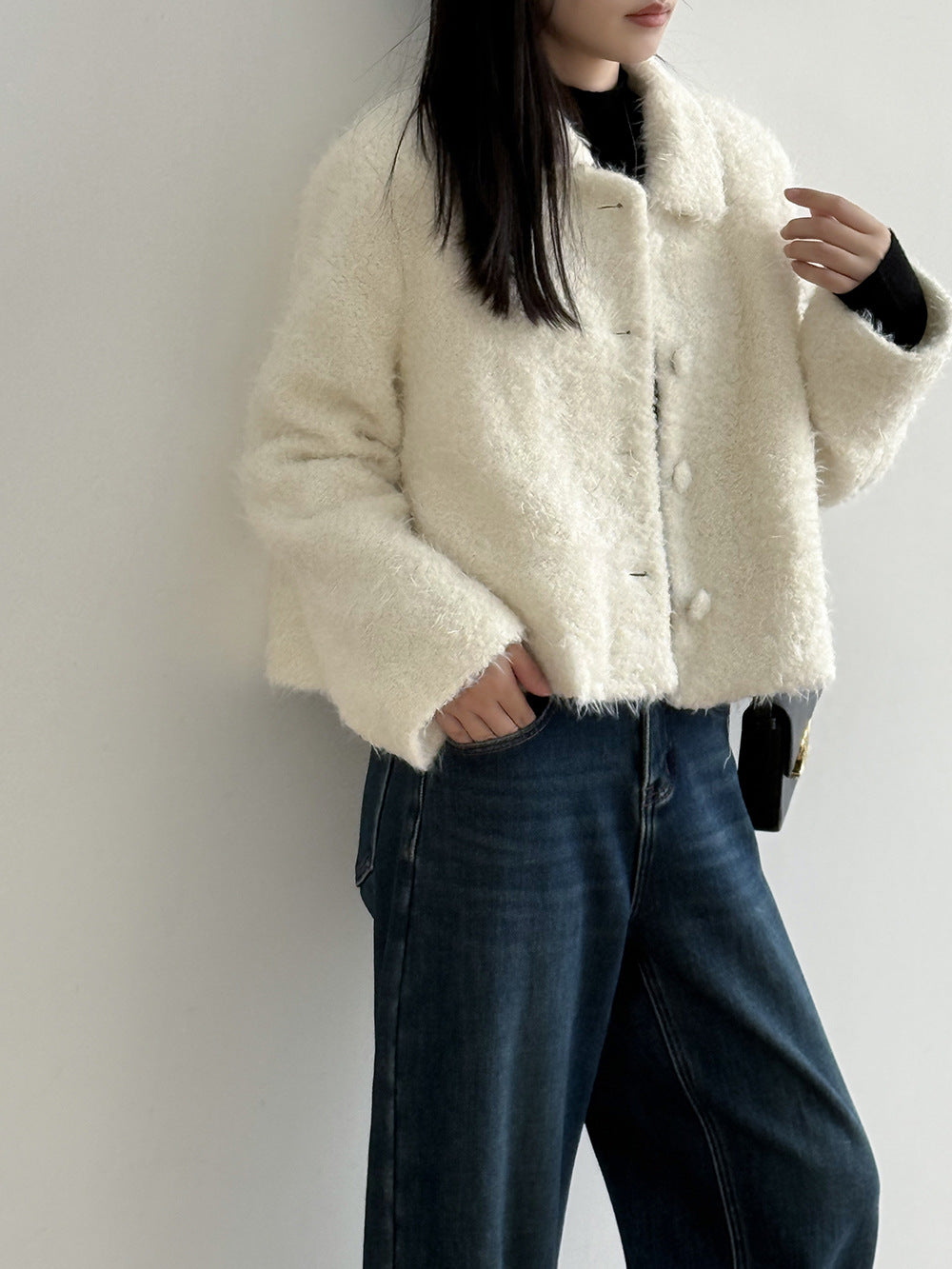 【Y8722】實拍高質感白鴨絨羊毛小香羊羔毛外套（白鴨絨90%)251106