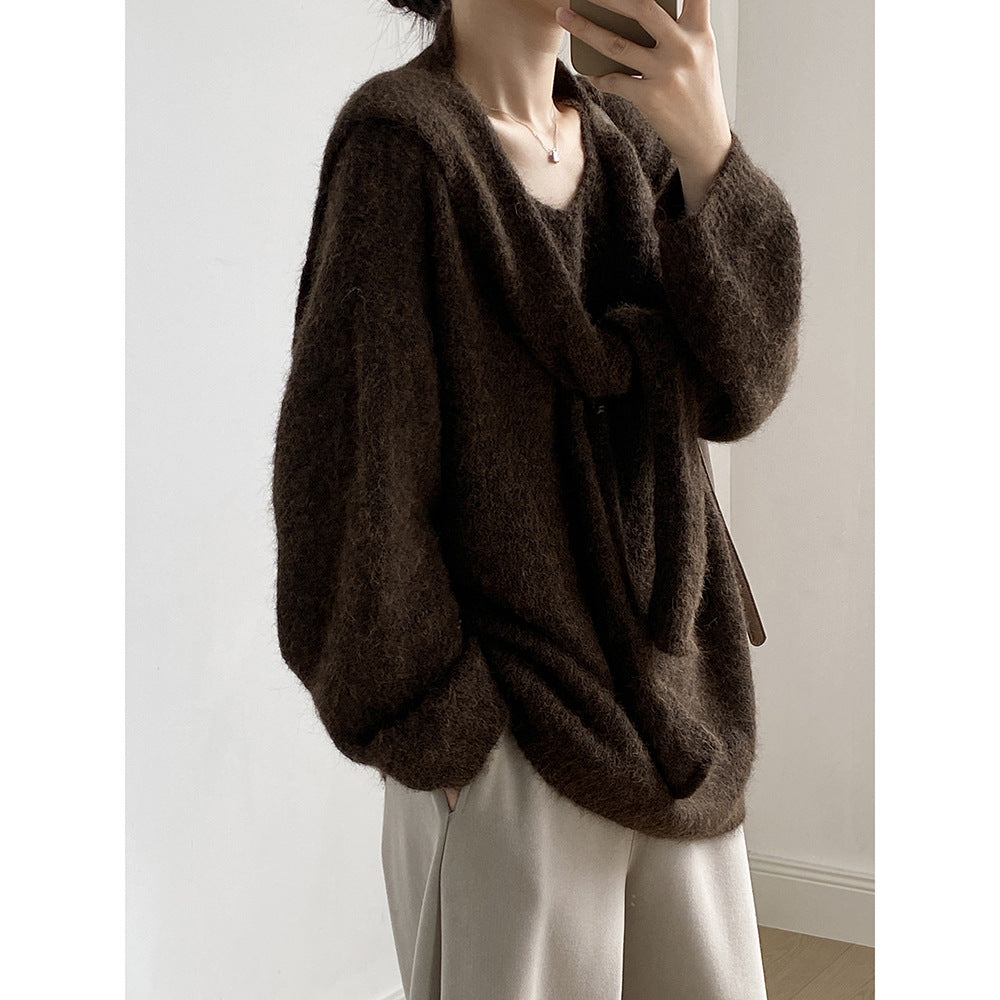 【Y25805】 實拍溫柔軟糯V領毛衣+針織披肩(含羊毛3％）251023