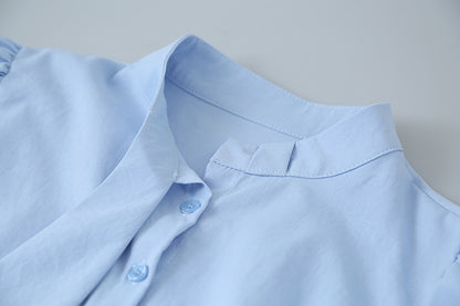 【LD3278】實拍小圓領長袖襯衫+條紋針織背心（分開下單）251103