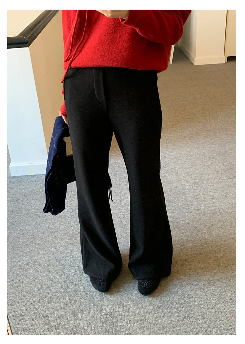 【H5517】實拍超級瘦高腰加絨厚款氣質喇叭褲251125