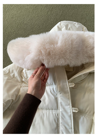 【H5501】實拍奶油風毛領連帽短款加厚棉服251118