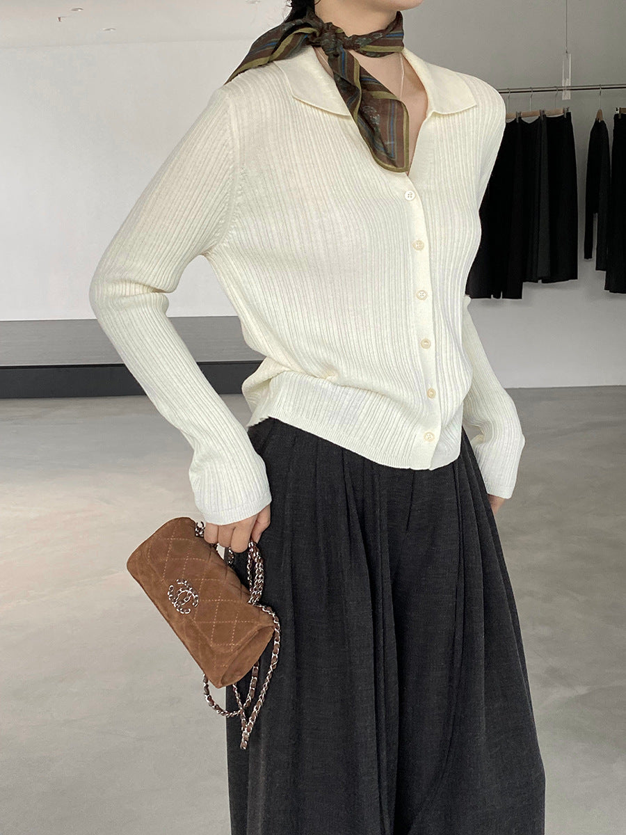 【cim6901】實拍慵懶紙片人polo領針織衫251030