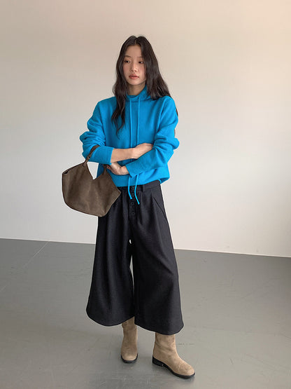 【LD3294】實拍慵懶復古立領羊駝絨針織衫251103