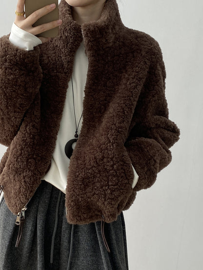 【YH8567】實拍冬天保暖厚款立领羊羔毛外套251113