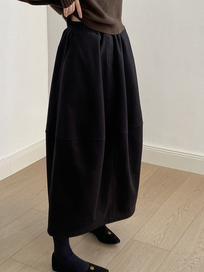 【Y82671】 實拍秋冬氣質花苞毛呢A字裙251023