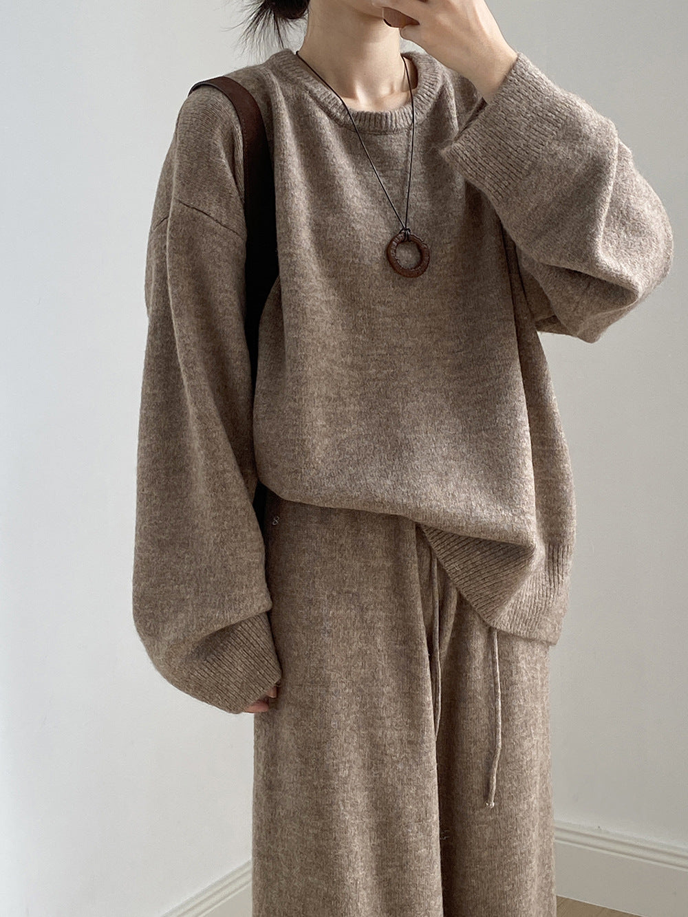 【YP1015】 實拍寬鬆針織毛衣＋休閒針織長褲 套裝251023