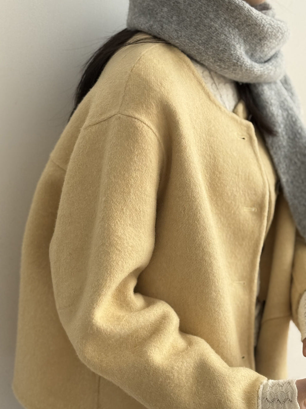 【Y8522】實拍高單氣質簡約綿羊毛呢外套（棉羊毛52%)251106