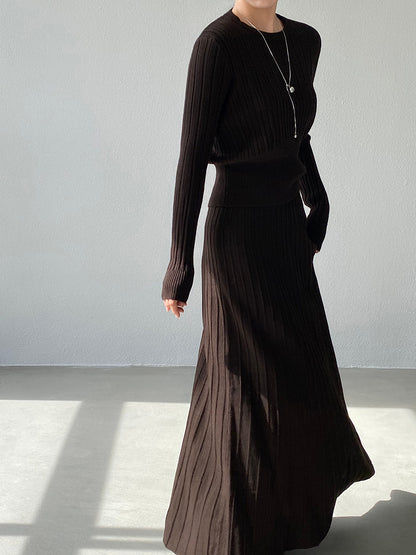 【cimz100789】實拍法式高級感收腰顯瘦針織衫＋針織長裙(分開下單）251120