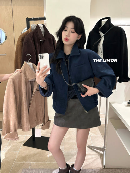 【L9150】實拍檸檬復古寬鬆羊津絨工裝長袖短外套251117