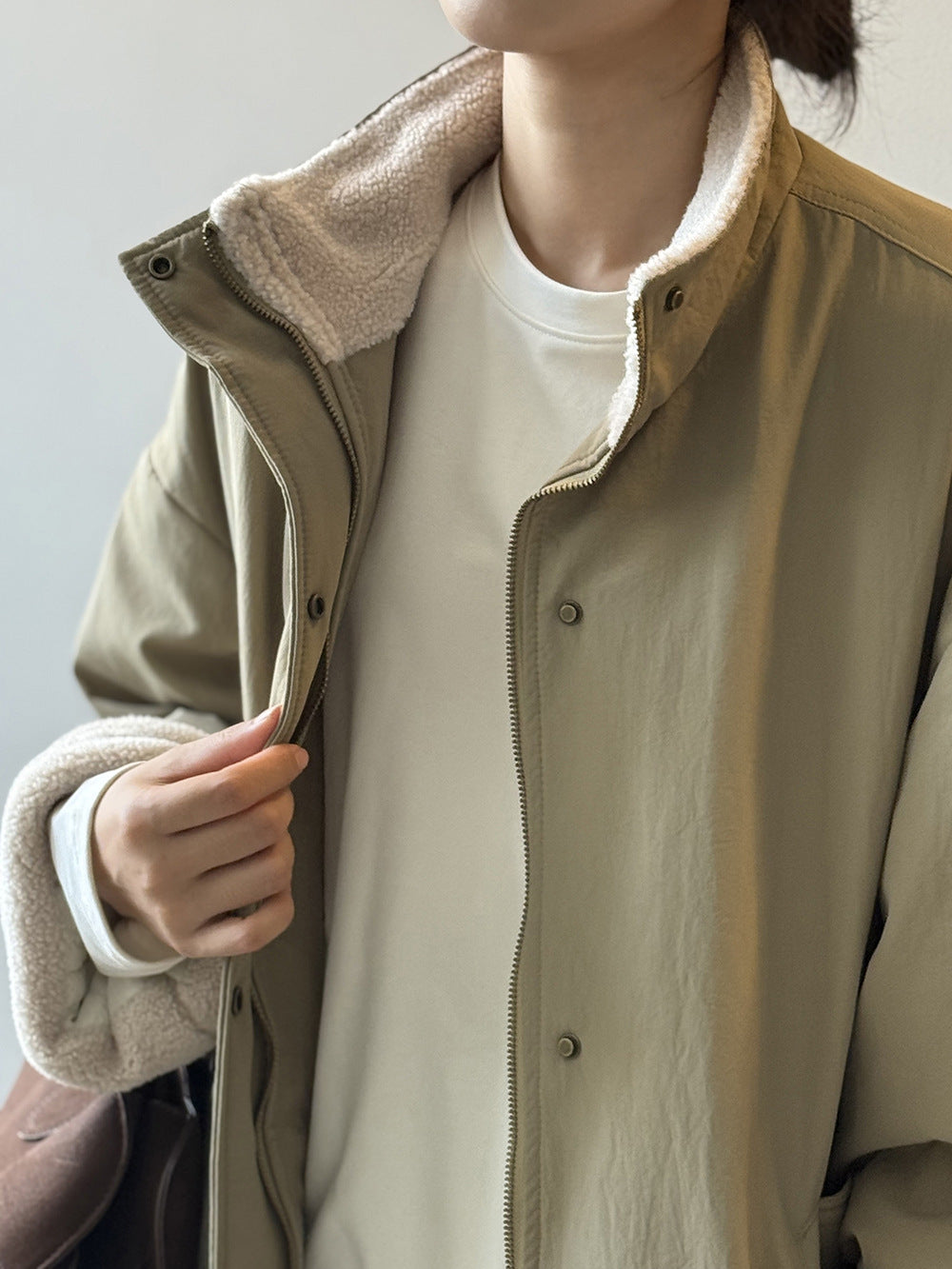 【Y82650】實拍立領帥氣內裡羊羔毛工裝外套251016