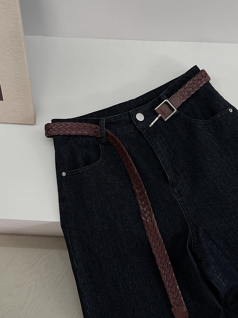 【cim6121】實拍超顯瘦顯腿直彈性九分黑色牛仔褲251030