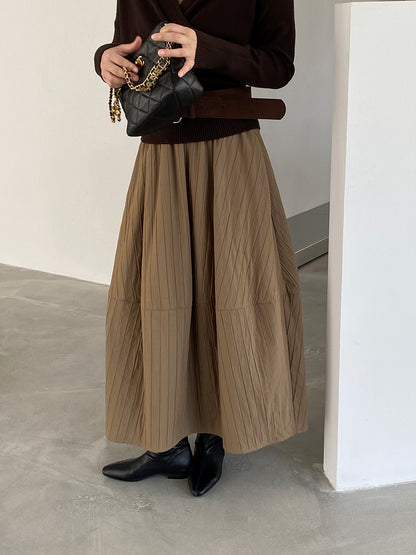 【cim1708】實拍秋冬法式寂靜高腰加厚微花苞A字裙251030