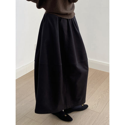 【Y82671】 實拍秋冬氣質花苞毛呢A字裙251023